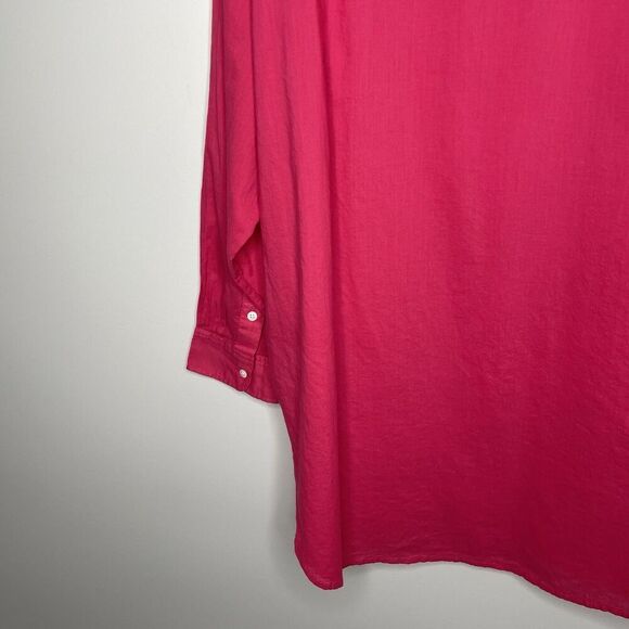 J.CREW Button Up Beach Shirt Women Large Cotton Voile Fuchsia Pink Relaxed BX621 - Picture 9 of 14